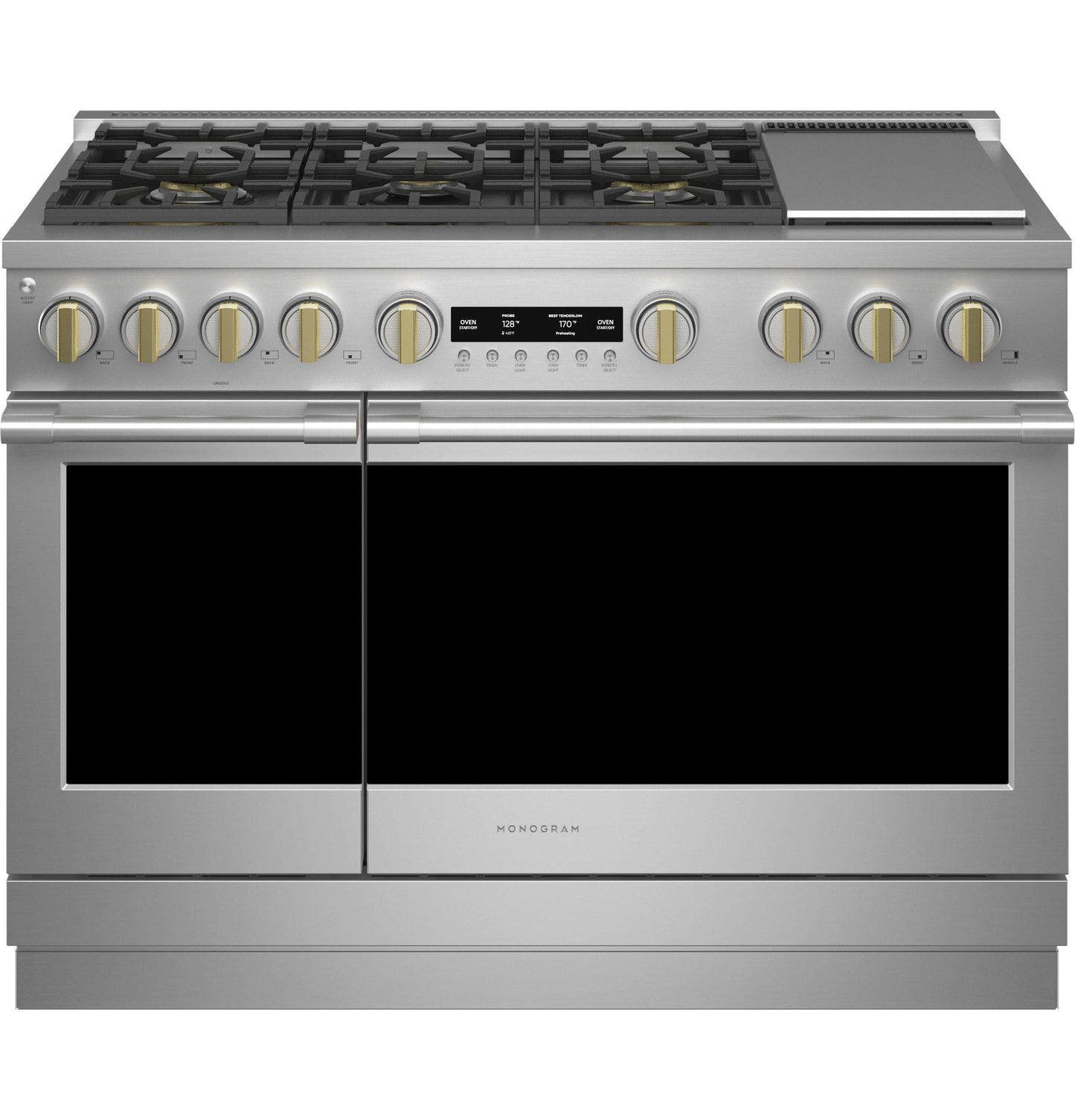 MONOGRAM ZDP486NDTSS Monogram 48" Dual-Fuel Professional Range with 6 Burners and Griddle (Natural Gas)