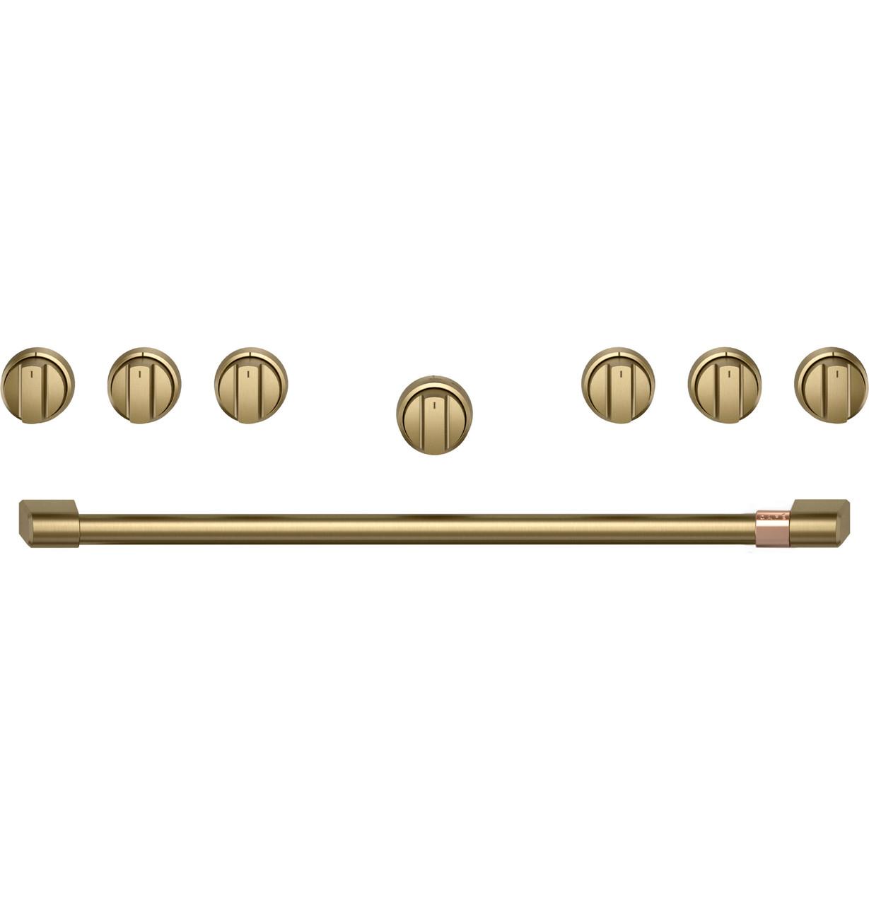 CAFE CXPR6HKPTCG Cafe(TM) 36" Brushed Brass Handle & Knob Set for Pro Range and Rangetop