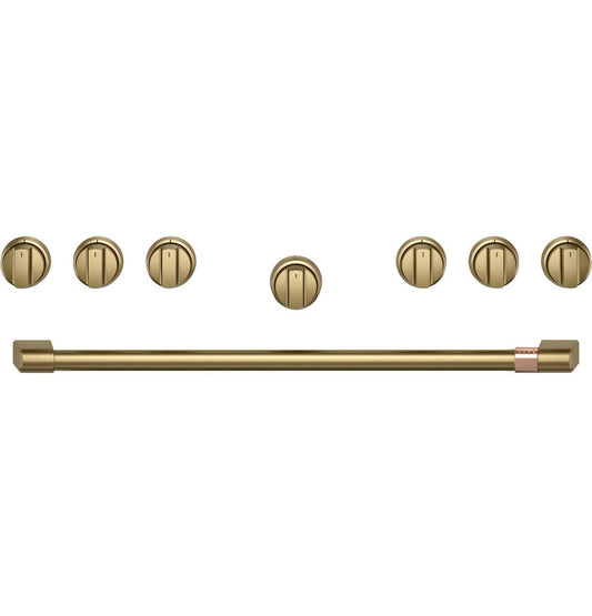 CAFE CXPR6HKPTCG Cafe(TM) 36" Brushed Brass Handle & Knob Set for Pro Range and Rangetop