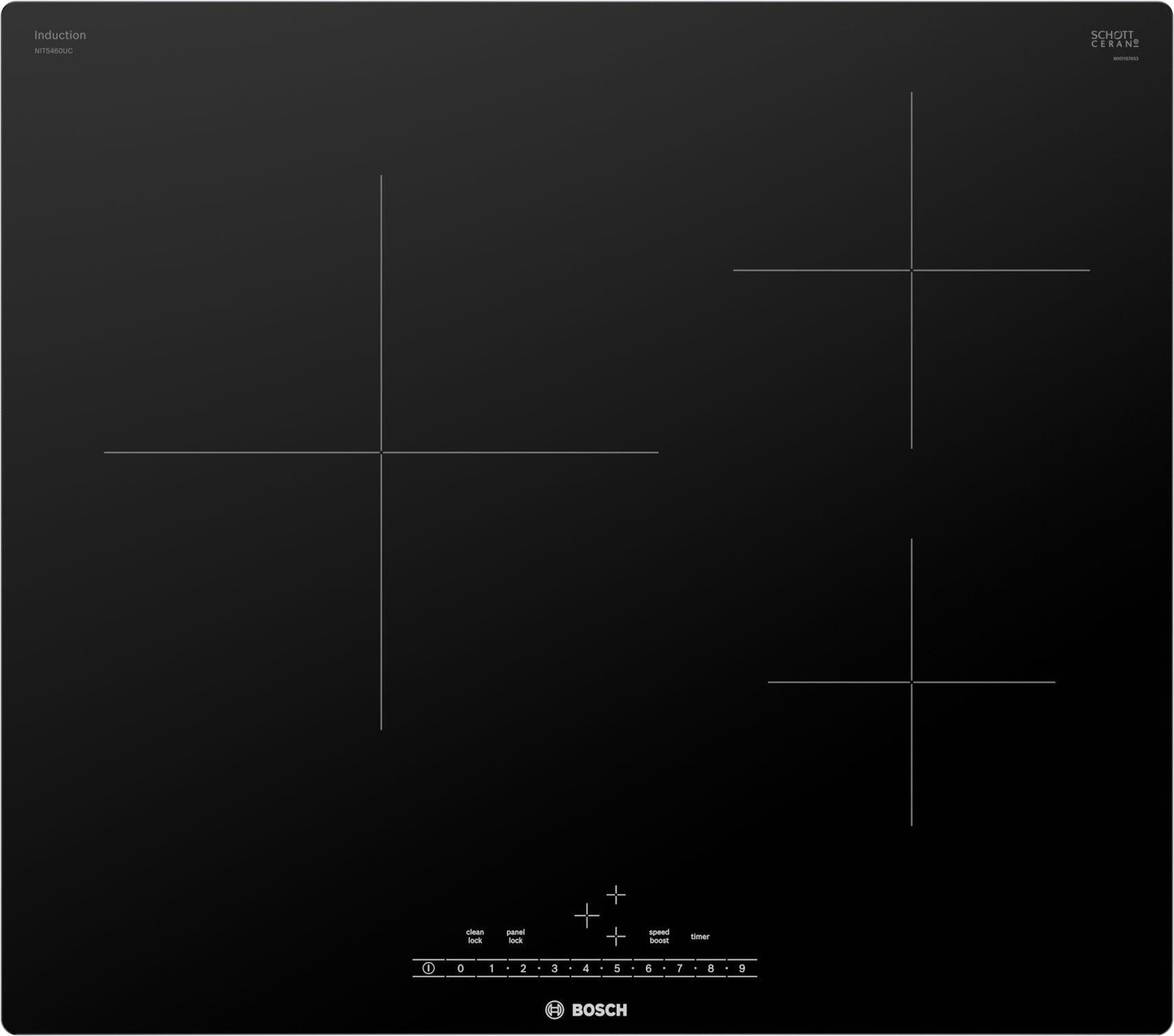 BOSCH NIT5460UC 500 Series Induction Cooktop 24'' Black, surface mount without frame NIT5460UC