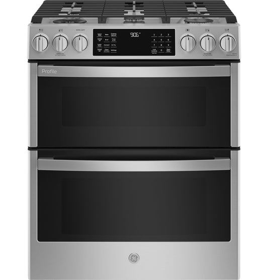 GE APPLIANCES PGS960YPFS GE Profile(TM) 30" Smart Slide-In Front-Control Gas Double Oven Convection Fingerprint Resistant Range