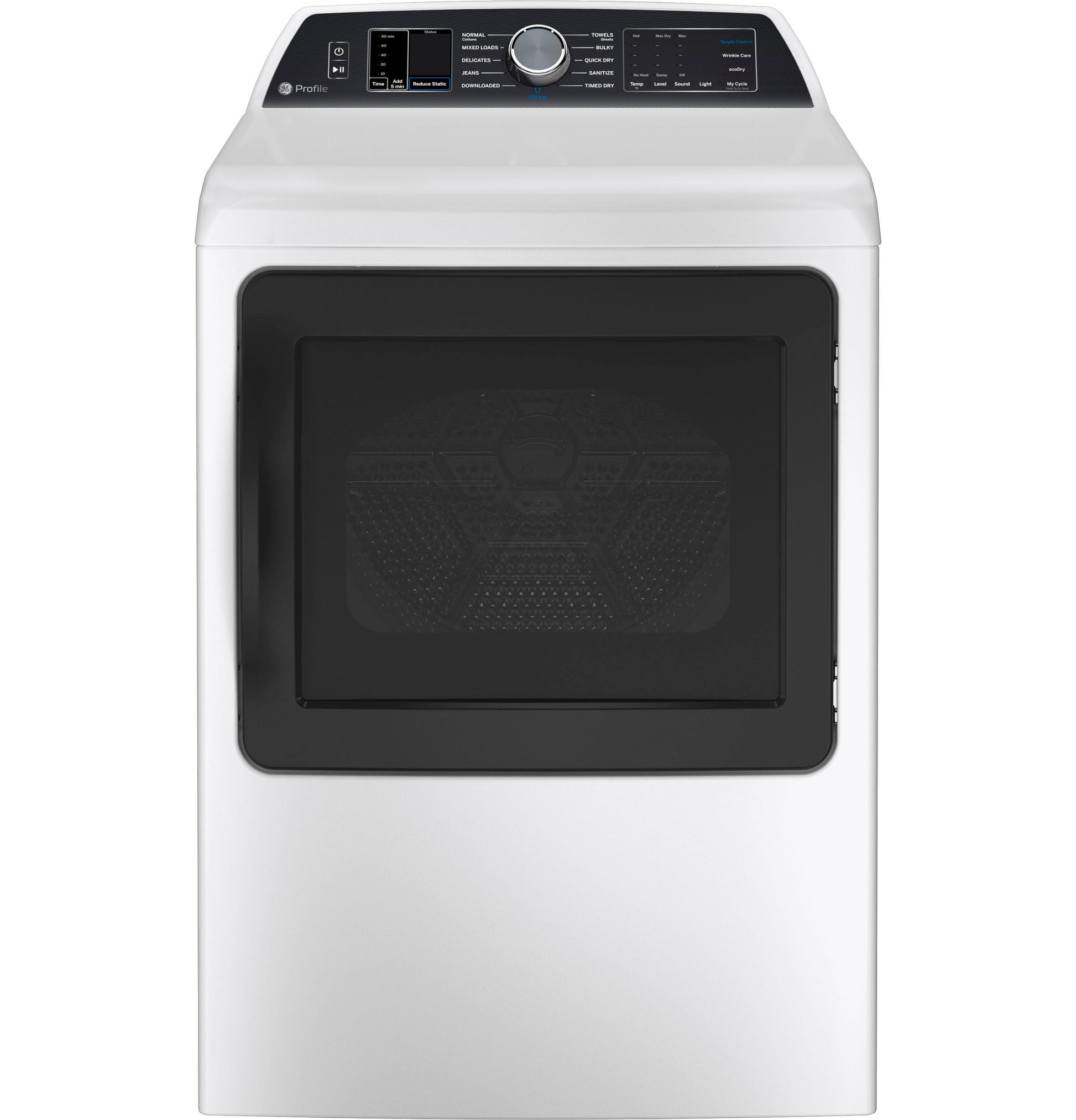 GE APPLIANCES PTD70EBSTWS GE Profile(TM) 7.4 cu. ft. Capacity Smart aluminized alloy drum Electric Dryer with Sanitize Cycle and Sensor Dry