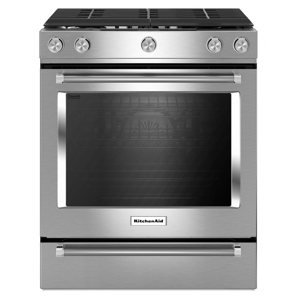 KITCHENAID KSGG700ESS 30-Inch 5-Burner Gas Slide-In Convection Range