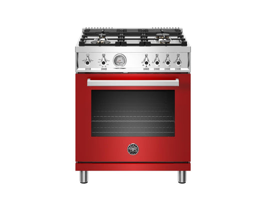 BERTAZZONI PROF304GASROT 30 inch All Gas Range, 4 Brass Burner Rosso