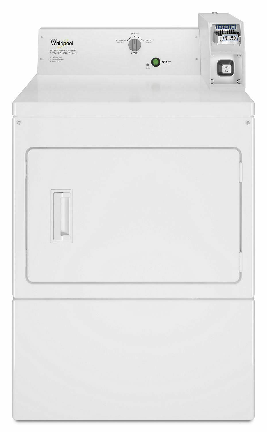 WHIRLPOOL CGM2745FQ Commercial Gas Super-Capacity Dryer, Coin-Slide and Coin-Box - White