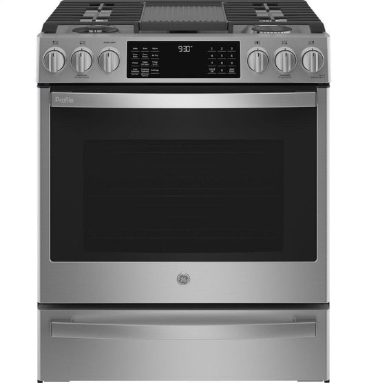 GE APPLIANCES PGS930YPFS GE Profile(TM) 30" Smart Slide-In Front-Control Gas Fingerprint Resistant Range with No Preheat Air Fry