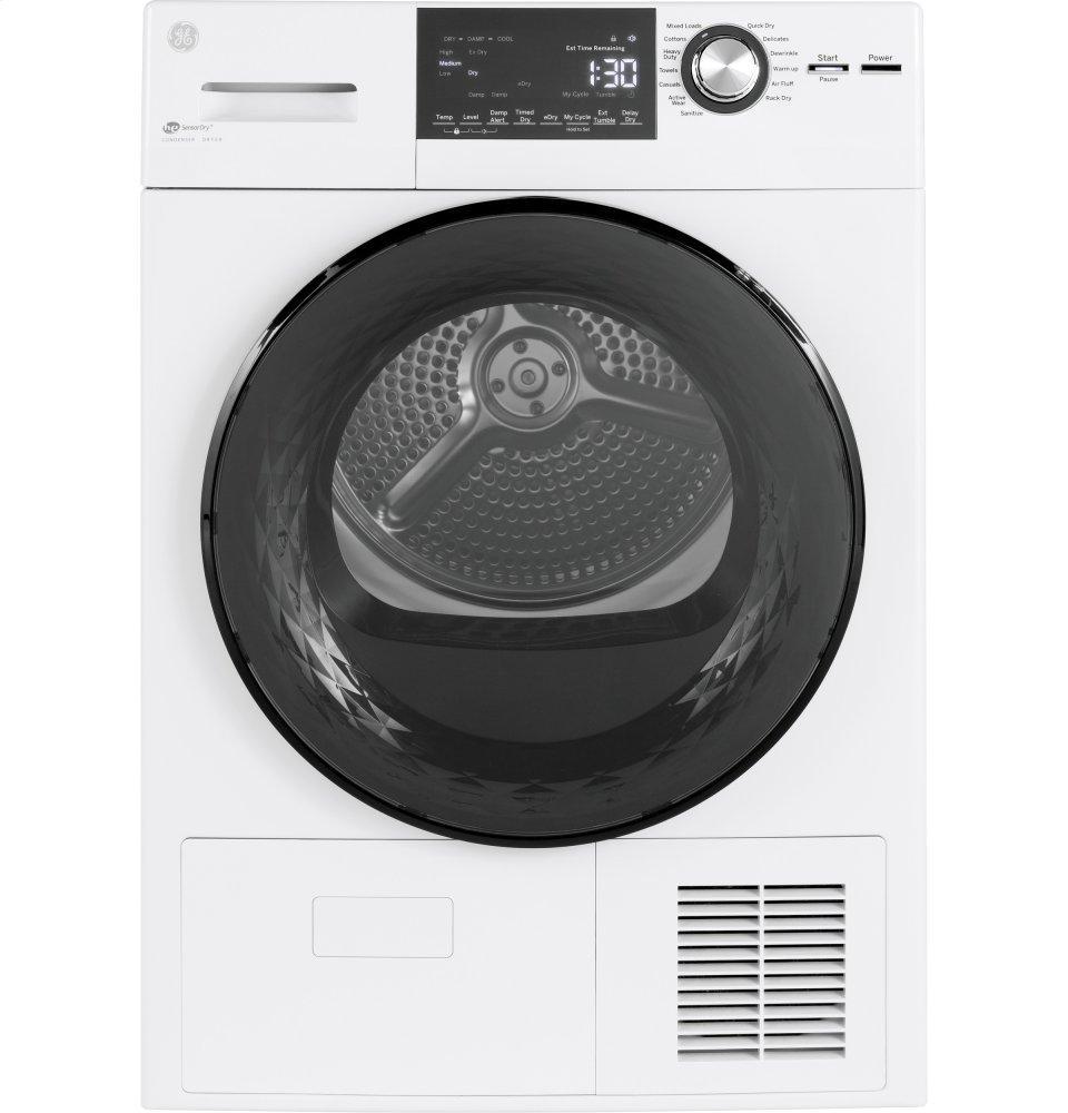 GE APPLIANCES GFT14ESSMWW GE(R) 24" 4.1 Cu.Ft. Front Load Ventless Condenser Electric Dryer with Stainless Steel Basket