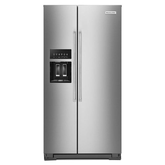 KITCHENAID KRSC703HPS 22.6 cu ft. Counter-Depth Side-by-Side Refrigerator with Exterior Ice and Water and PrintShield(TM) finish
