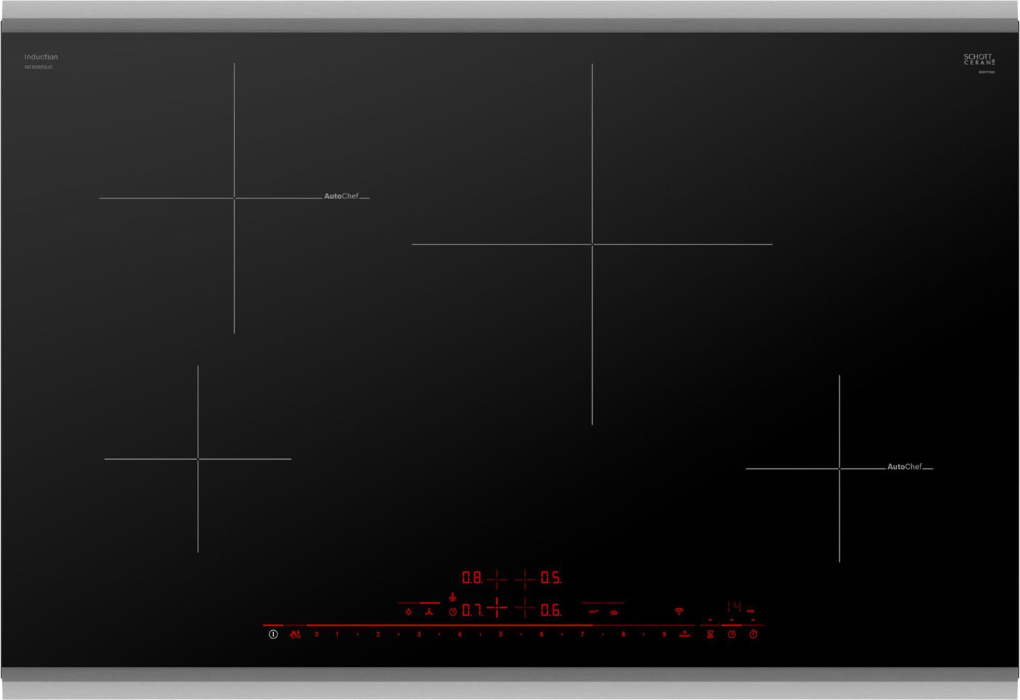 BOSCH NIT8060SUC 800 Series Induction Cooktop 30'' Black, surface mount with frame NIT8060SUC