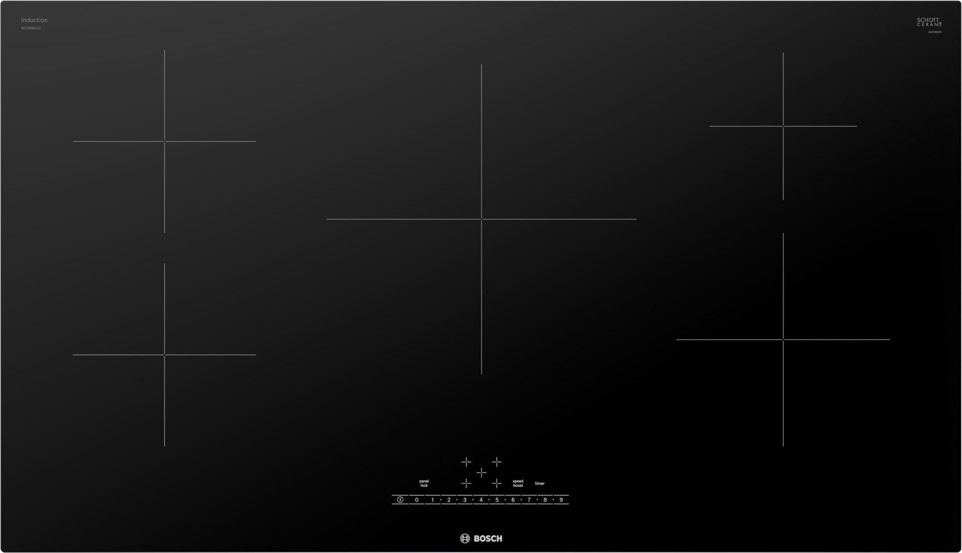 BOSCH NIT5660UC 500 Series Induction Cooktop 36'' Black, surface mount without frame NIT5660UC