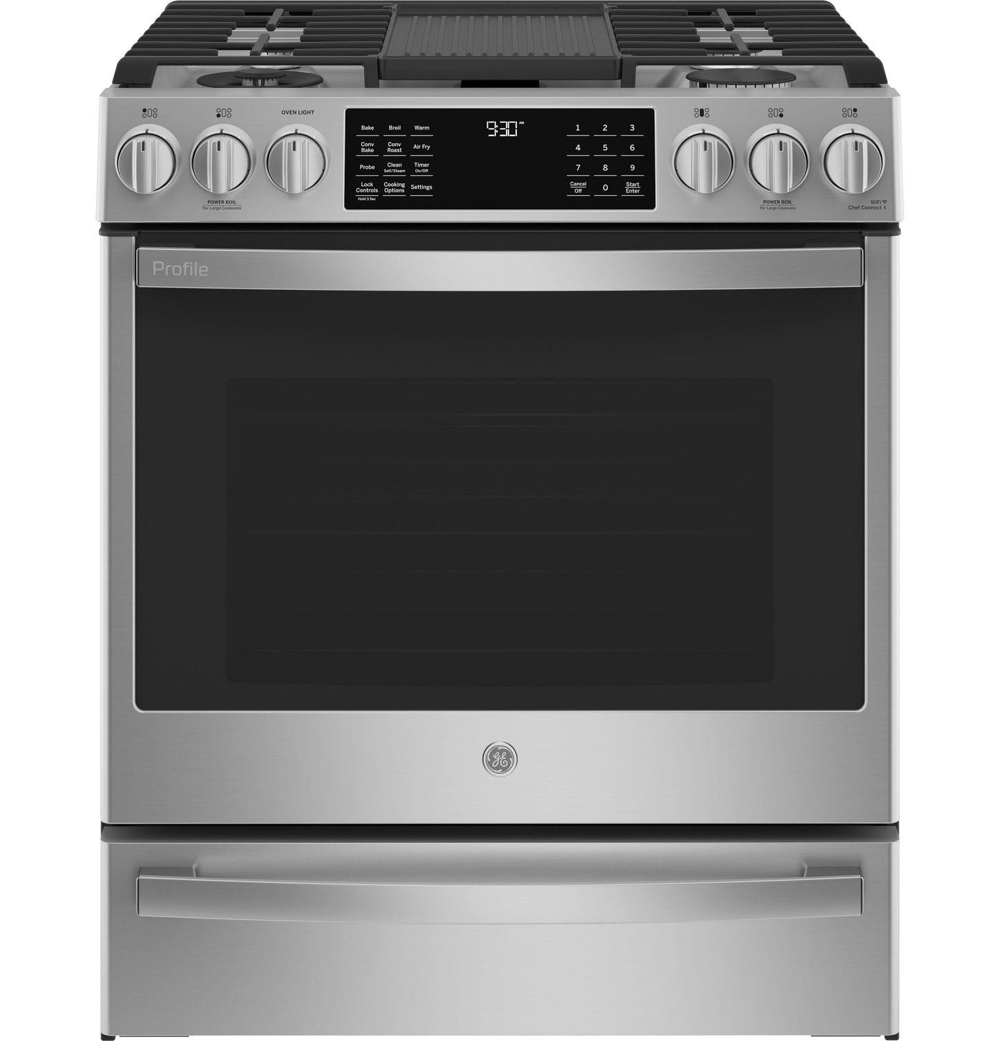 GE APPLIANCES P2S930YPFS GE Profile(TM) 30" Smart Dual Fuel Slide-In Front-Control Fingerprint Resistant Range