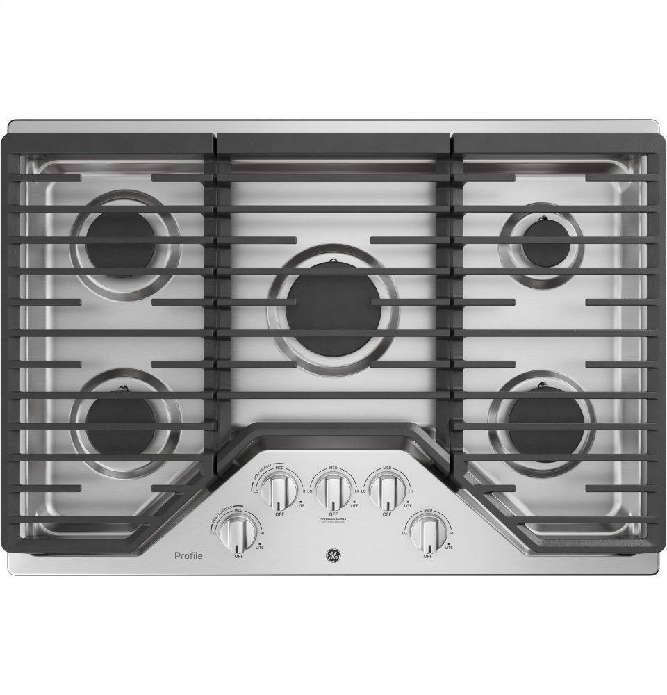 GE APPLIANCES PGP7030SLSS GE Profile(TM) 30" Built-In Gas Cooktop with 5 Burners and an Optional Extra-Large Cast Iron Griddle