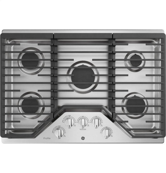 GE APPLIANCES PGP7030SLSS GE Profile(TM) 30" Built-In Gas Cooktop with 5 Burners and an Optional Extra-Large Cast Iron Griddle
