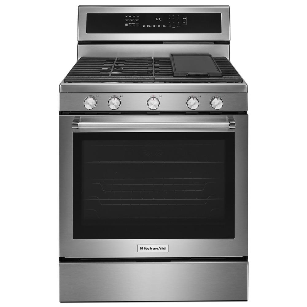 KITCHENAID KFGG500ESS 30-Inch 5-Burner Gas Convection Range
