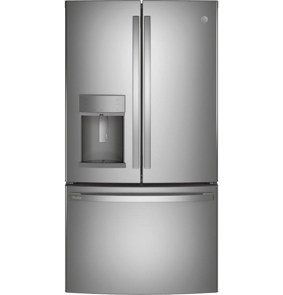GE APPLIANCES PYE22KYNFS GE Profile(TM) Series ENERGY STAR(R) 22.1 Cu. Ft. Counter-Depth Fingerprint Resistant French-Door Refrigerator with Hands-Free AutoFill
