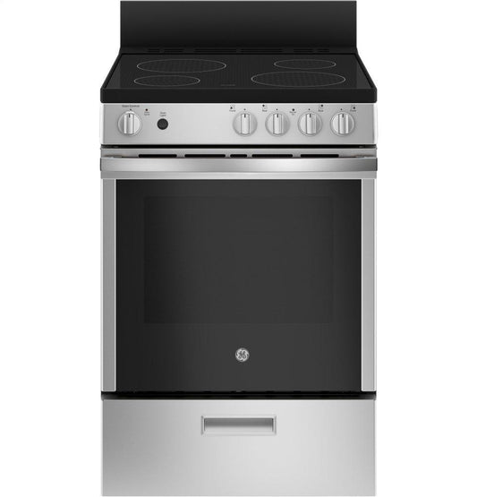 GE APPLIANCES JAS640RMSS GE(R) 24" Free-Standing/Slide-in Front Control Range with Steam Clean and Large Window