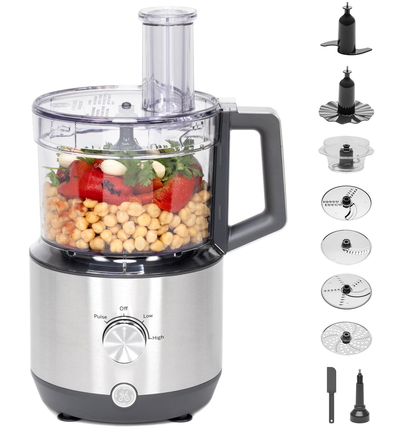 GE APPLIANCES G8P1AASSPSS GE 12-Cup Food Processor with Accessories